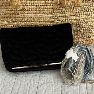Elegant Black Quilted Evening Clutch, New!